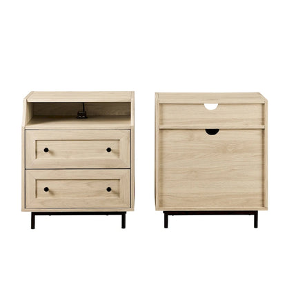 Table de chevet moderne Middlebrook à 2 tiroirs avec port USB, lot de 2