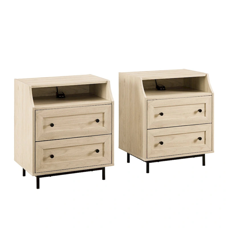 Table de chevet moderne Middlebrook à 2 tiroirs avec port USB, lot de 2
