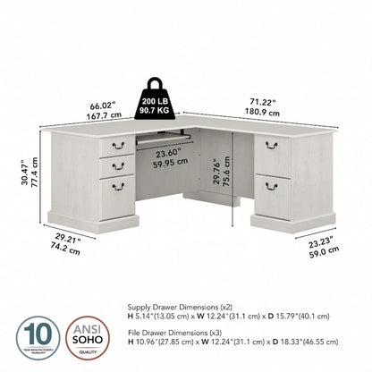 Bureau d'ordinateur en forme de L Saratoga de Bush Furniture avec tiroirs