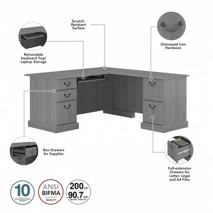 Bureau d'ordinateur en forme de L Saratoga de Bush Furniture avec tiroirs