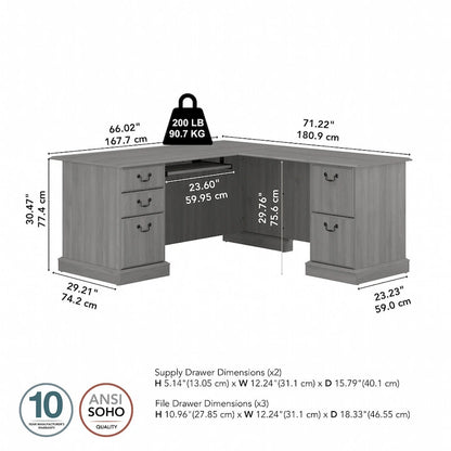 Bureau d'ordinateur en forme de L Saratoga de Bush Furniture avec tiroirs