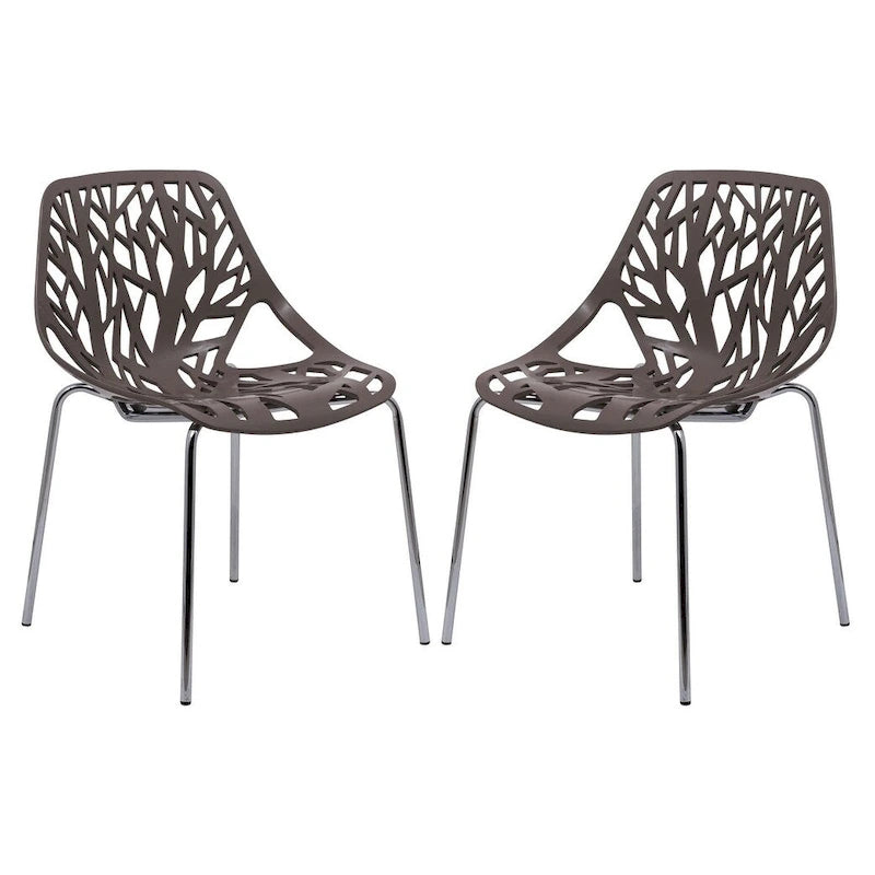 Chaise de salle à manger empilable Asbury avec pieds chromés (lot de 2) - Chaise d'appoint au dossier ajouré au design moderne