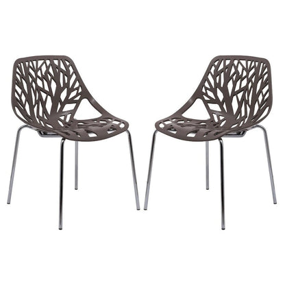 Chaise de salle à manger empilable Asbury avec pieds chromés (lot de 2) - Chaise d'appoint au dossier ajouré au design moderne