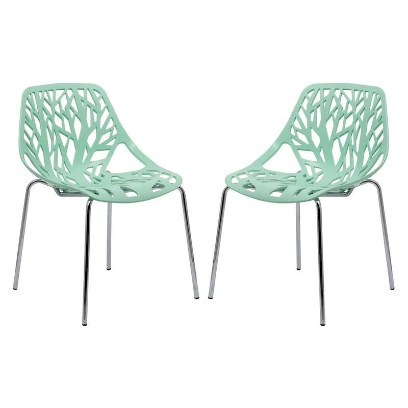 Chaise de salle à manger empilable Asbury avec pieds chromés (lot de 2) - Chaise d'appoint au dossier ajouré au design moderne