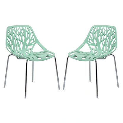 Chaise de salle à manger empilable Asbury avec pieds chromés (lot de 2) - Chaise d'appoint au dossier ajouré au design moderne