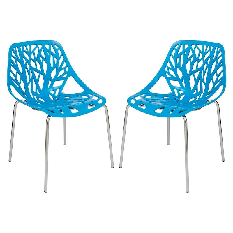 Chaise de salle à manger empilable Asbury avec pieds chromés (lot de 2) - Chaise d'appoint au dossier ajouré au design moderne