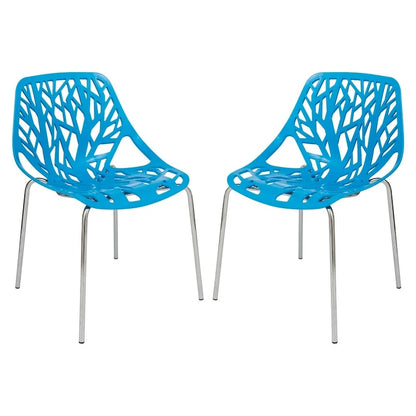 Chaise de salle à manger empilable Asbury avec pieds chromés (lot de 2) - Chaise d'appoint au dossier ajouré au design moderne