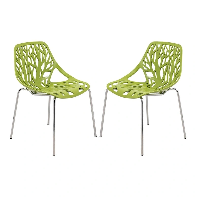 Chaise de salle à manger empilable Asbury avec pieds chromés (lot de 2) - Chaise d'appoint au dossier ajouré au design moderne