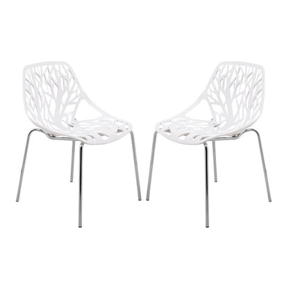 Chaise de salle à manger empilable Asbury avec pieds chromés (lot de 2) - Chaise d'appoint au dossier ajouré au design moderne