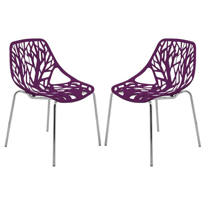 Chaise de salle à manger empilable Asbury avec pieds chromés (lot de 2) - Chaise d'appoint au dossier ajouré au design moderne