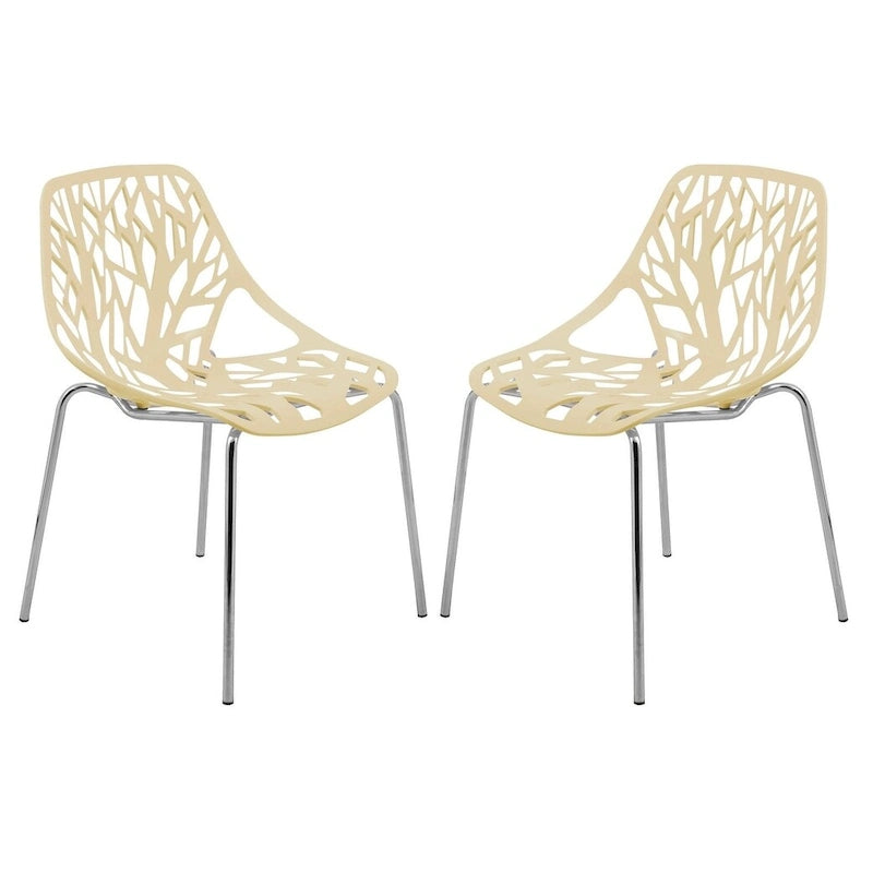 Chaise de salle à manger empilable Asbury avec pieds chromés (lot de 2) - Chaise d'appoint au dossier ajouré au design moderne