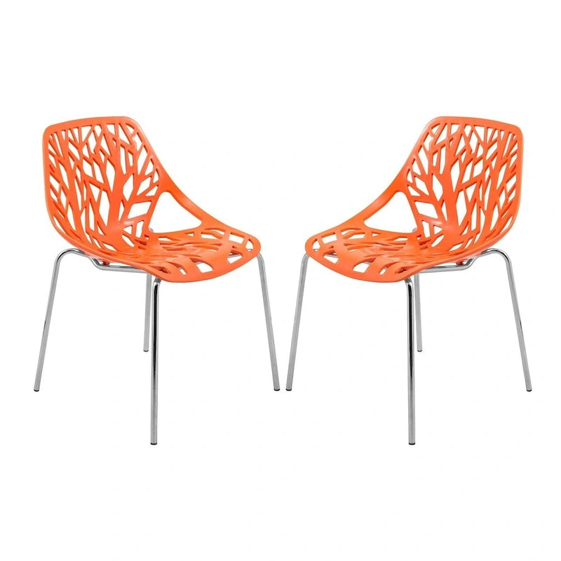 Chaise de salle à manger empilable Asbury avec pieds chromés (lot de 2) - Chaise d'appoint au dossier ajouré au design moderne