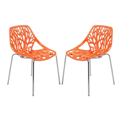 Chaise de salle à manger empilable Asbury avec pieds chromés (lot de 2) - Chaise d'appoint au dossier ajouré au design moderne