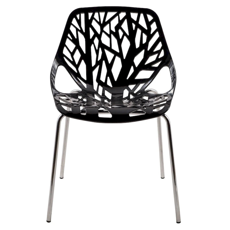 Chaise de salle à manger empilable Asbury avec pieds chromés (lot de 2) - Chaise d'appoint au dossier ajouré au design moderne