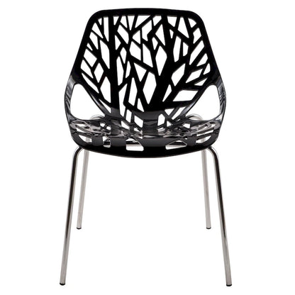 Chaise de salle à manger empilable Asbury avec pieds chromés (lot de 2) - Chaise d'appoint au dossier ajouré au design moderne