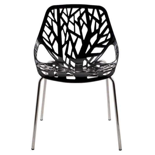 Chaise de salle à manger empilable Asbury avec pieds chromés (lot de 2) - Chaise d'appoint au dossier ajouré au design moderne