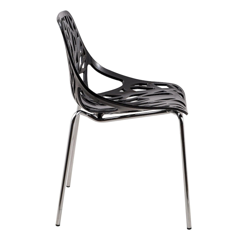 Chaise de salle à manger empilable Asbury avec pieds chromés (lot de 2) - Chaise d'appoint au dossier ajouré au design moderne