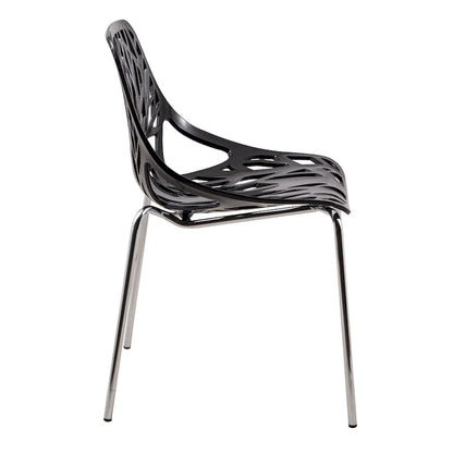 Chaise de salle à manger empilable Asbury avec pieds chromés (lot de 2) - Chaise d'appoint au dossier ajouré au design moderne