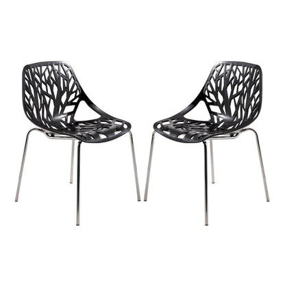 Chaise de salle à manger empilable Asbury avec pieds chromés (lot de 2) - Chaise d'appoint au dossier ajouré au design moderne
