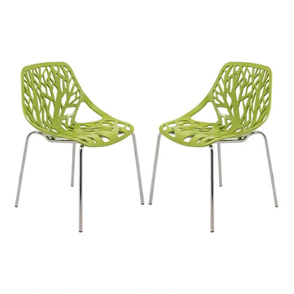 Chaise de salle à manger empilable Asbury avec pieds chromés (lot de 2) - Chaise d'appoint au dossier ajouré au design moderne