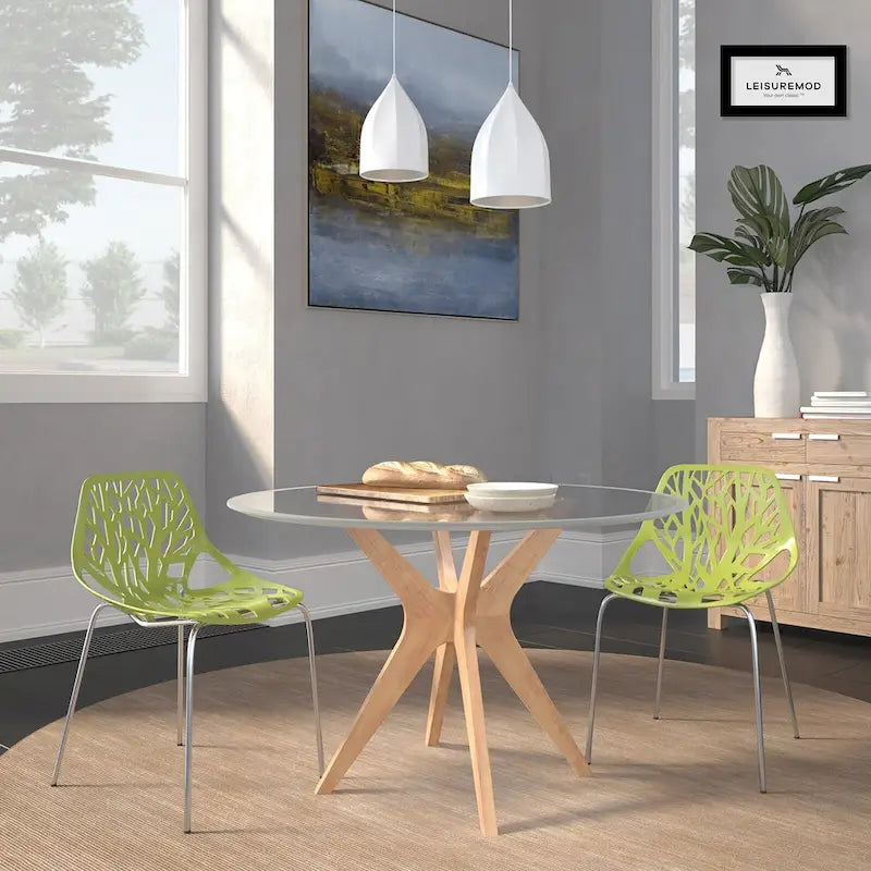 Chaise de salle à manger empilable Asbury avec pieds chromés (lot de 2) - Chaise d'appoint au dossier ajouré au design moderne