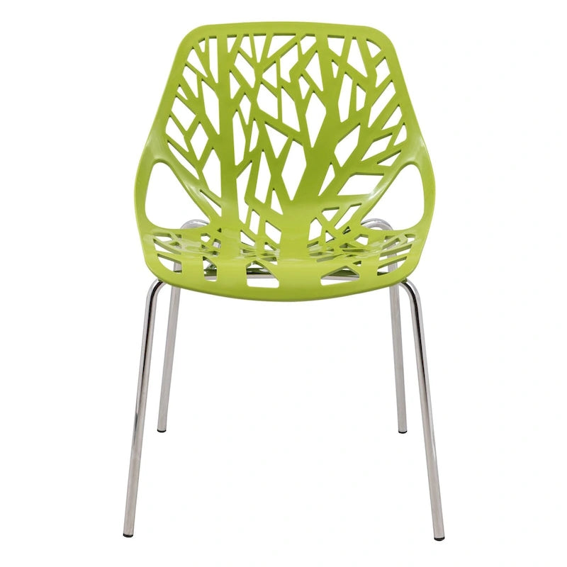 Chaise de salle à manger empilable Asbury avec pieds chromés (lot de 2) - Chaise d'appoint au dossier ajouré au design moderne