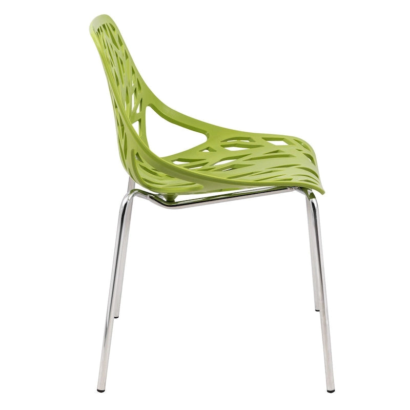 Chaise de salle à manger empilable Asbury avec pieds chromés (lot de 2) - Chaise d'appoint au dossier ajouré au design moderne