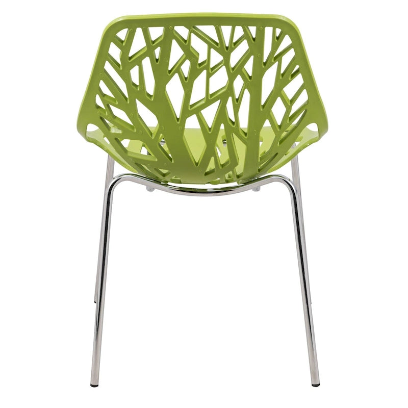 Chaise de salle à manger empilable Asbury avec pieds chromés (lot de 2) - Chaise d'appoint au dossier ajouré au design moderne