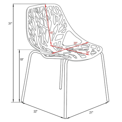 Chaise de salle à manger empilable Asbury avec pieds chromés (lot de 2) - Chaise d'appoint au dossier ajouré au design moderne