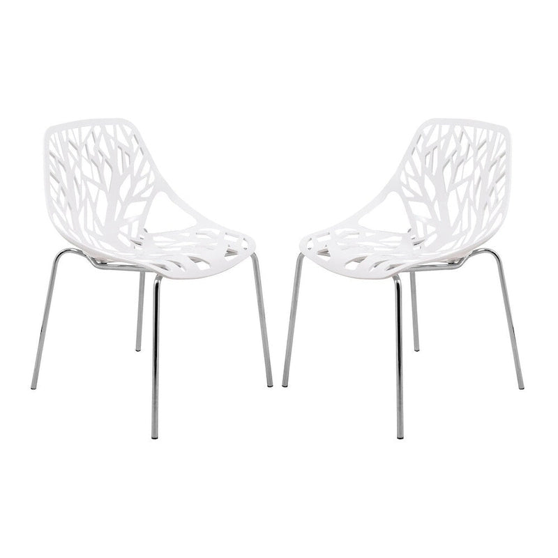 Chaise de salle à manger empilable Asbury avec pieds chromés (lot de 2) - Chaise d'appoint au dossier ajouré au design moderne