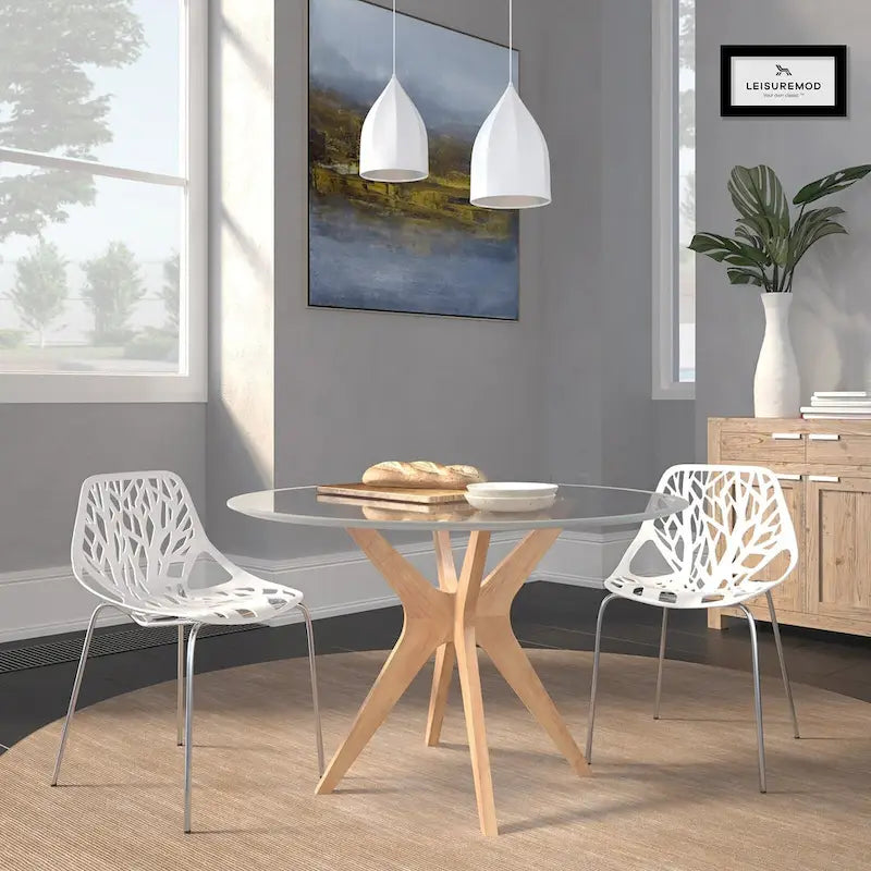 Chaise de salle à manger empilable Asbury avec pieds chromés (lot de 2) - Chaise d'appoint au dossier ajouré au design moderne