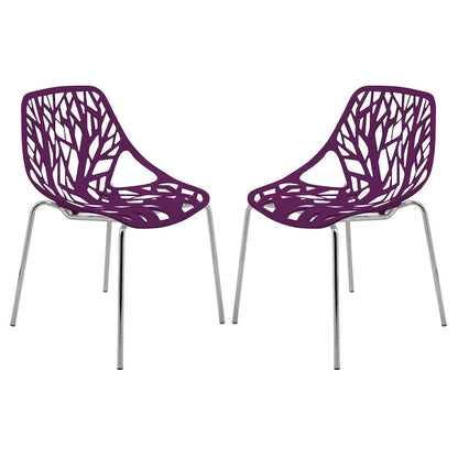 Chaise de salle à manger empilable Asbury avec pieds chromés (lot de 2) - Chaise d'appoint au dossier ajouré au design moderne