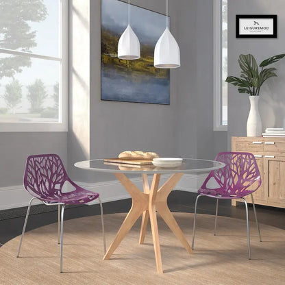 Chaise de salle à manger empilable Asbury avec pieds chromés (lot de 2) - Chaise d'appoint au dossier ajouré au design moderne