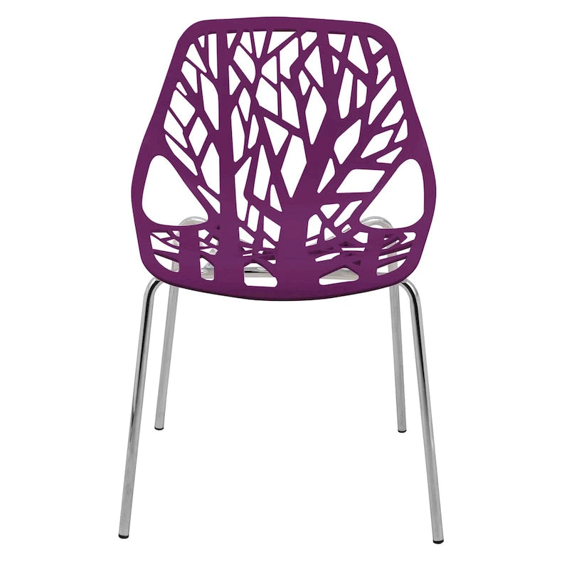 Chaise de salle à manger empilable Asbury avec pieds chromés (lot de 2) - Chaise d'appoint au dossier ajouré au design moderne