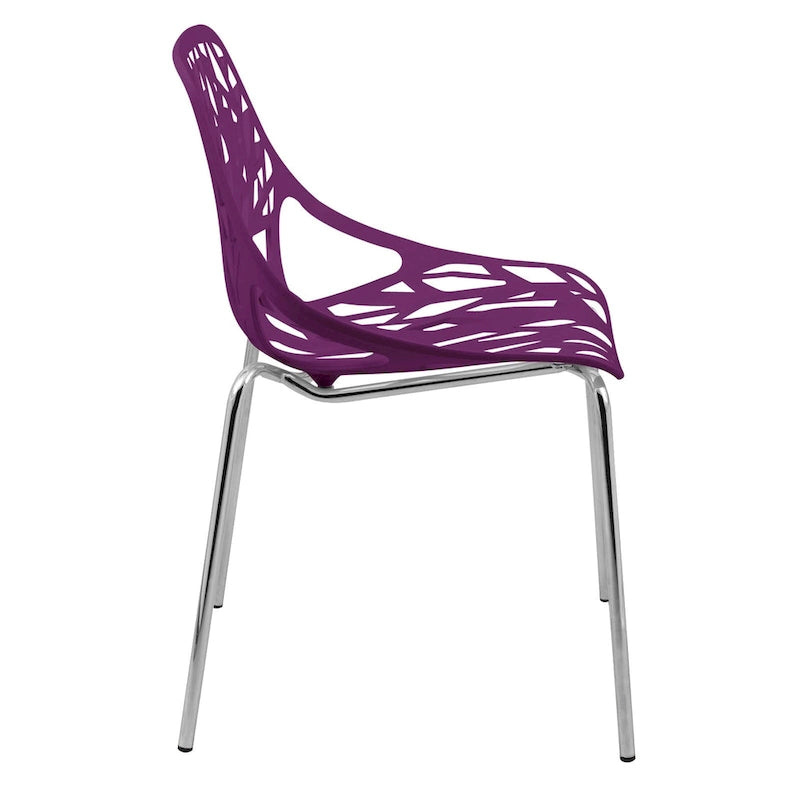 Chaise de salle à manger empilable Asbury avec pieds chromés (lot de 2) - Chaise d'appoint au dossier ajouré au design moderne