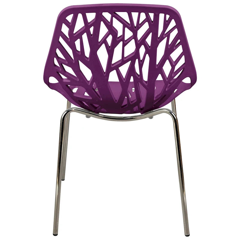 Chaise de salle à manger empilable Asbury avec pieds chromés (lot de 2) - Chaise d'appoint au dossier ajouré au design moderne