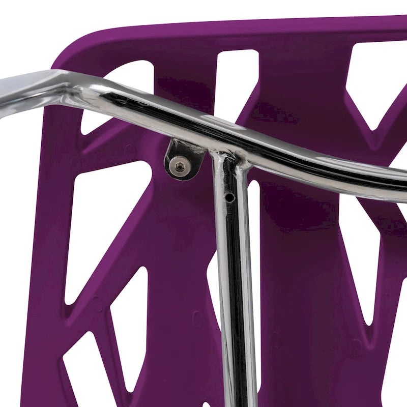 Chaise de salle à manger empilable Asbury avec pieds chromés (lot de 2) - Chaise d'appoint au dossier ajouré au design moderne