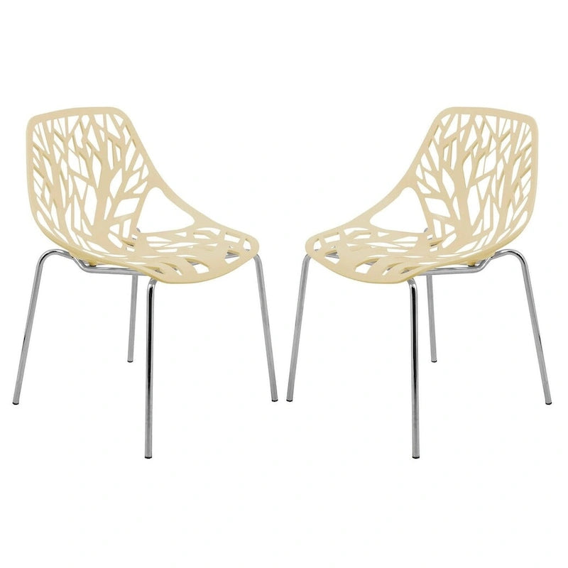 Chaise de salle à manger empilable Asbury avec pieds chromés (lot de 2) - Chaise d'appoint au dossier ajouré au design moderne
