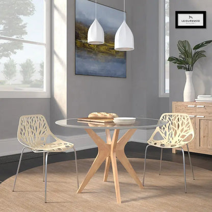 Chaise de salle à manger empilable Asbury avec pieds chromés (lot de 2) - Chaise d'appoint au dossier ajouré au design moderne