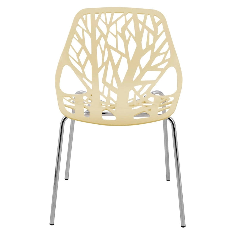 Chaise de salle à manger empilable Asbury avec pieds chromés (lot de 2) - Chaise d'appoint au dossier ajouré au design moderne