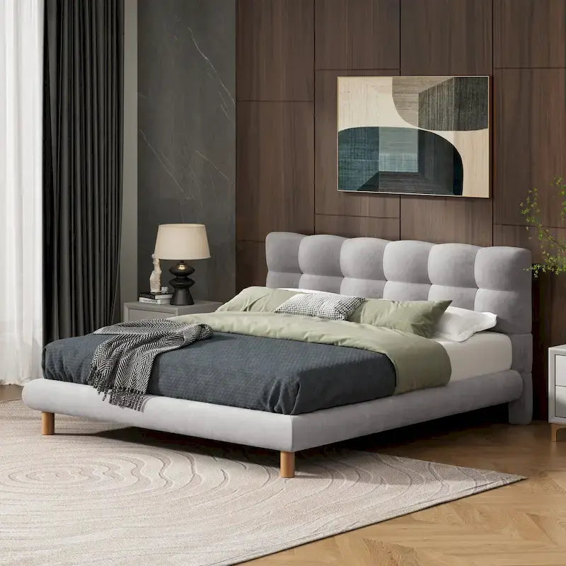 Lit plateforme rembourré en boucle Christopher Knight Home, tailles double/queen/king