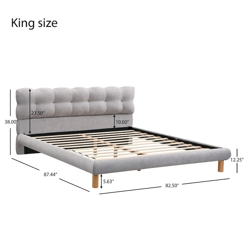 Lit plateforme rembourré en boucle Christopher Knight Home, tailles double/queen/king