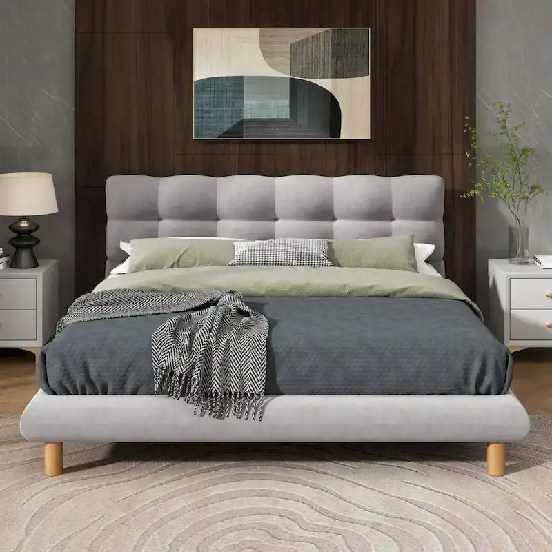 Lit plateforme rembourré en boucle Christopher Knight Home, tailles double/queen/king