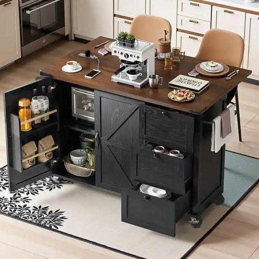 Mairi 54.5  Farmhouse Kitchen Island with Power Outlet