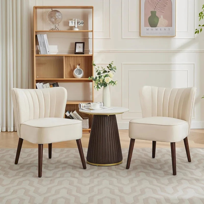 Fauteuil d'appoint moderne en velours, fauteuil de salon rembourré et moelleux avec pieds en bois