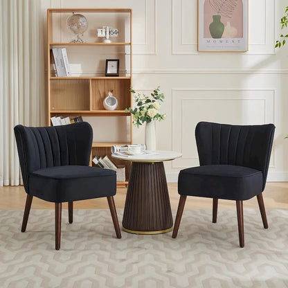Fauteuil d'appoint moderne en velours, fauteuil de salon rembourré et moelleux avec pieds en bois