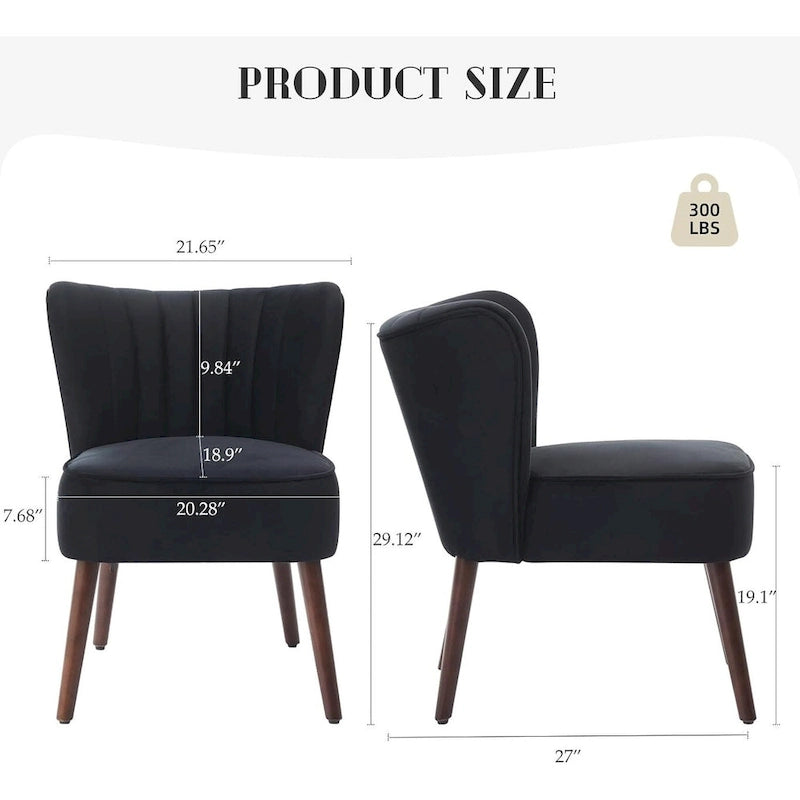 Fauteuil d'appoint moderne en velours, fauteuil de salon rembourré et moelleux avec pieds en bois