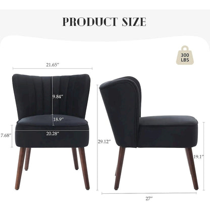 Fauteuil d'appoint moderne en velours, fauteuil de salon rembourré et moelleux avec pieds en bois