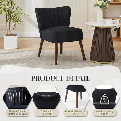 Fauteuil d'appoint moderne en velours, fauteuil de salon rembourré et moelleux avec pieds en bois