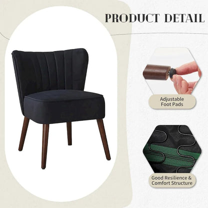 Fauteuil d'appoint moderne en velours, fauteuil de salon rembourré et moelleux avec pieds en bois